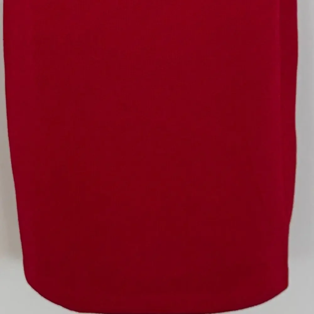 St. John Collection Pencil Skirt Santana Knit Red Knee-Length with Side Slit 10